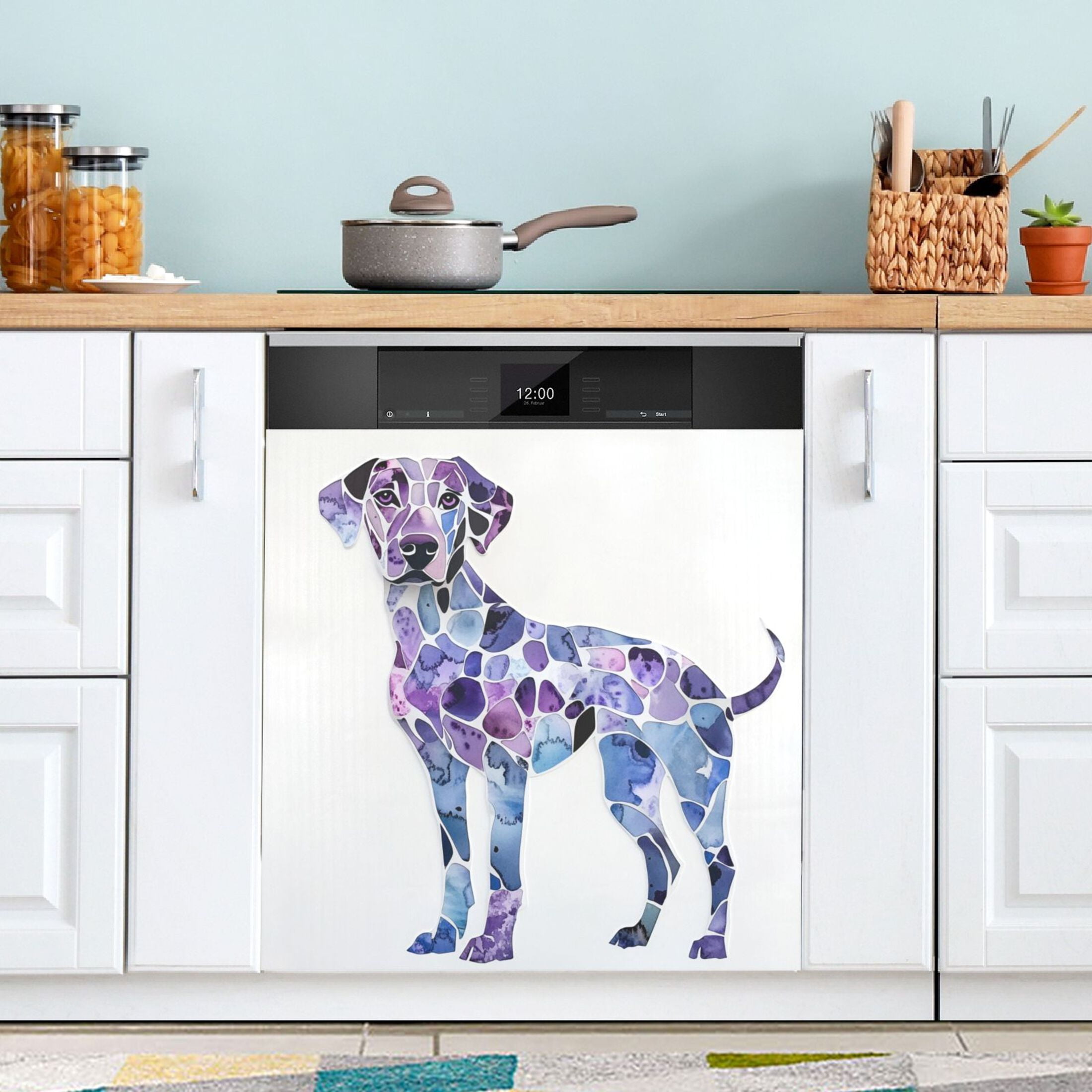 Dishwasher Magnetic Sticker 23x26 Inch Refrigerator Magnetic Sticker Washing Machine Magnetic Sticker Kitchen Panel Magnetic Sticker Home Decor Blue Pretty Dog