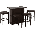 thumbnail image 1 of 5-Piece Dark Brown PE Rattan Patio Bar Set with Glass Top Table & 4 Stools - Outdoor High Top for Garden, Deck & Poolside Entertaining, 1 of 7