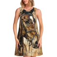 thumbnail image 1 of Balery Musical Horse Vintage Collage Vestidos de verano para mujer con estampado: vestido holgado sin mangas, vestido playero informal y cómodo para días calurosos., 1 of 7