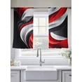 thumbnail image 5 of Abstract Water Ripple Sheer Curtains 45 Inches Long 2 Panels Red White Black Stitching Light Filtering Semi Sheer Window Curtains Drapes for Bedroom Living Room 52"x45", 5 of 7