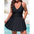 thumbnail image 3 of Asoul Plus Size One Piece Swimsuit for Womens Tummy Control Swimdress Swimwear Criss Straps Bathing Suits with Pockets, 3 of 11