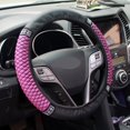 thumbnail image 1 of Funda elástica para volante de automóvil, de cuatro segmentos, de cuero con diamantes de colores, banda elástica para volante, sin anillo interior, funda para manija con diamantes, 1 of 6