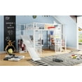 thumbnail image 6 of Pinovk Full Size Metal Loft bed with Built-in Desk, Open Wardrobe, Basketball hoop, Slide and Staircase, White, 6 of 18