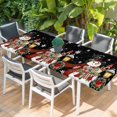 thumbnail image 2 of Black Snowman Christmas Table Cloths for 8 Foot Rectangle Tables, Xmas Snowflake Botanical Patio Waterproof Elastic Fitted Tablecloths, Washable Rectangular Table Cover for Camping, 2 of 8