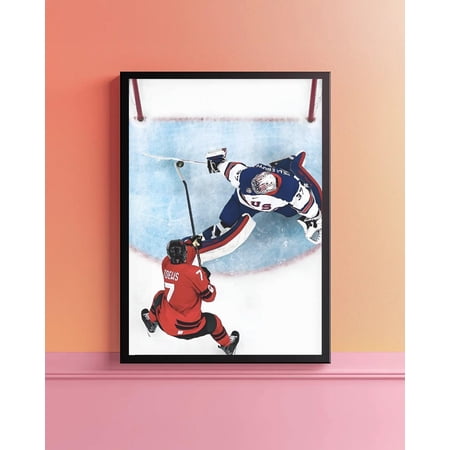 Connor Hellebuyck Legendary Save Poster, Hockey Goalie Sports Room Decor, Unframed Paper Poster 8x10in