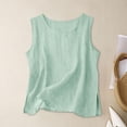 thumbnail image 3 of Fmbrln Linen Tank Tops for Women Summer Sleeveless Crew Neck Tops Fashion Side Slit Casual Loose Fit Solid Blouses, 3 of 4