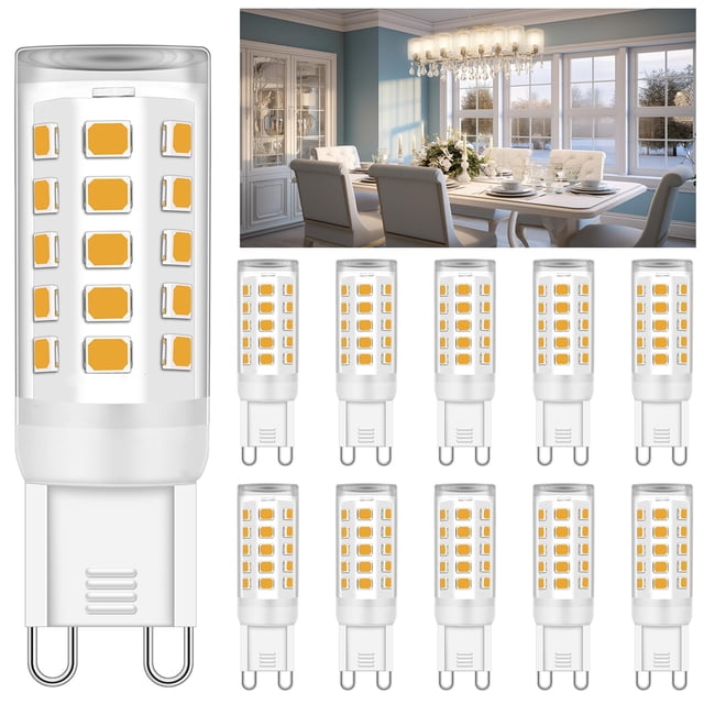 Bombilla LED Ugvmn G9 con base de dos pines, 4 W, 3000 K, 420 lm, paquete de 10