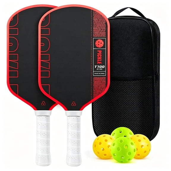 Osmo Elite Spin Pickleball Paddle, Featuring A T700 Raw Carbon Fiber Face with 4 Extra Game Balls