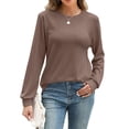 thumbnail image 3 of Fantaslook Fall Sweatshirts for Women Crewneck Long Sleeve Shirts Casual Tunic Tops Lightweight Pullover Sweatshirts, 3 of 8