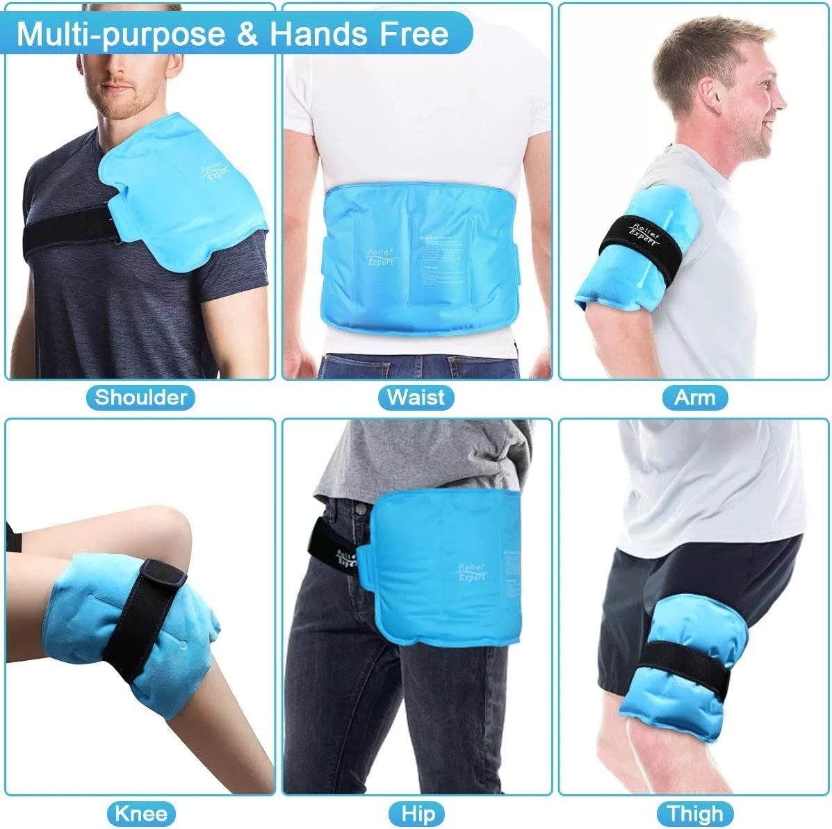 Relief Expert Gel Ice Pack Reusable Cold Wrap for Shoulder Waist Knee Relief with Strap