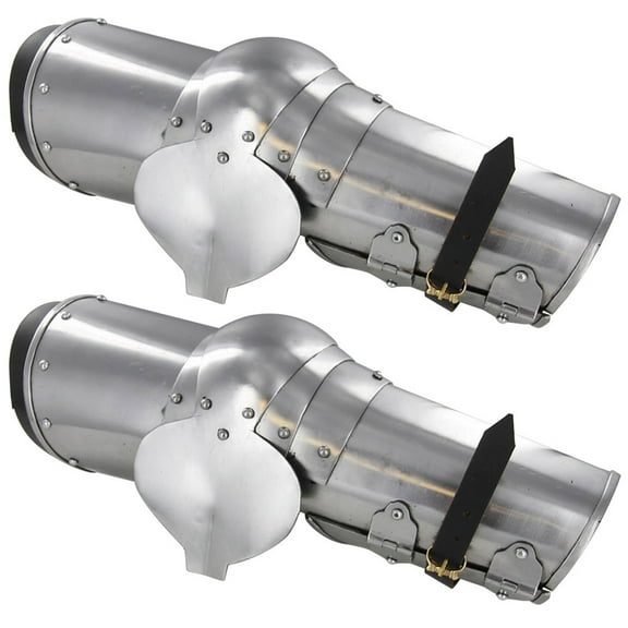 Armory Replicas 14th Century Medieval Cavalry Bracers – 16g Steel Full Arm Armor with Leather Straps, Set of 2