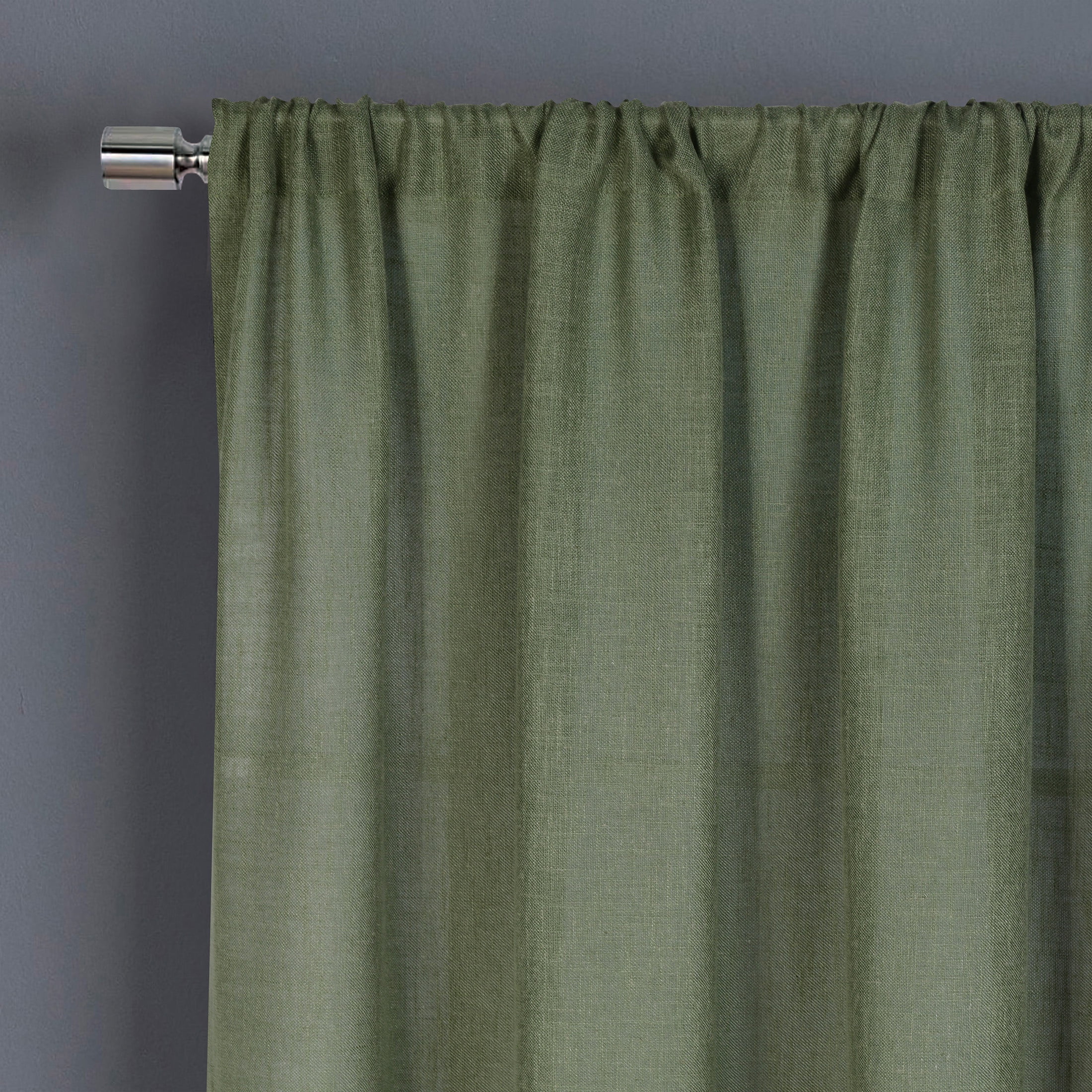 Better Homes & Gardens Light Filtering Linen Blend Rod Pocket Curtain, Single Panel, Dark Cilantro, 50" W x 95" L