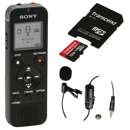 Sony ICD-PX470 Digital Voice Recorder (Black)   Lavalier Mic   32GB Memory