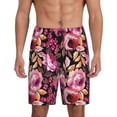 thumbnail image 1 of Balery Rose Flowers Pantalones cortos de pijama de punto de algodón para hombre con cinturilla y bolsillos-3X-Large, 1 of 6