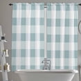 thumbnail image 3 of Pink White Plaid Kitchen Curtain 84 Inch Length Small Short Cafe Tiers Curtains Drape, Modern Geometric Checkered Lattice Window Treatment Rod Pocket Curtains Drapery Panels, 52x84, 3 of 5