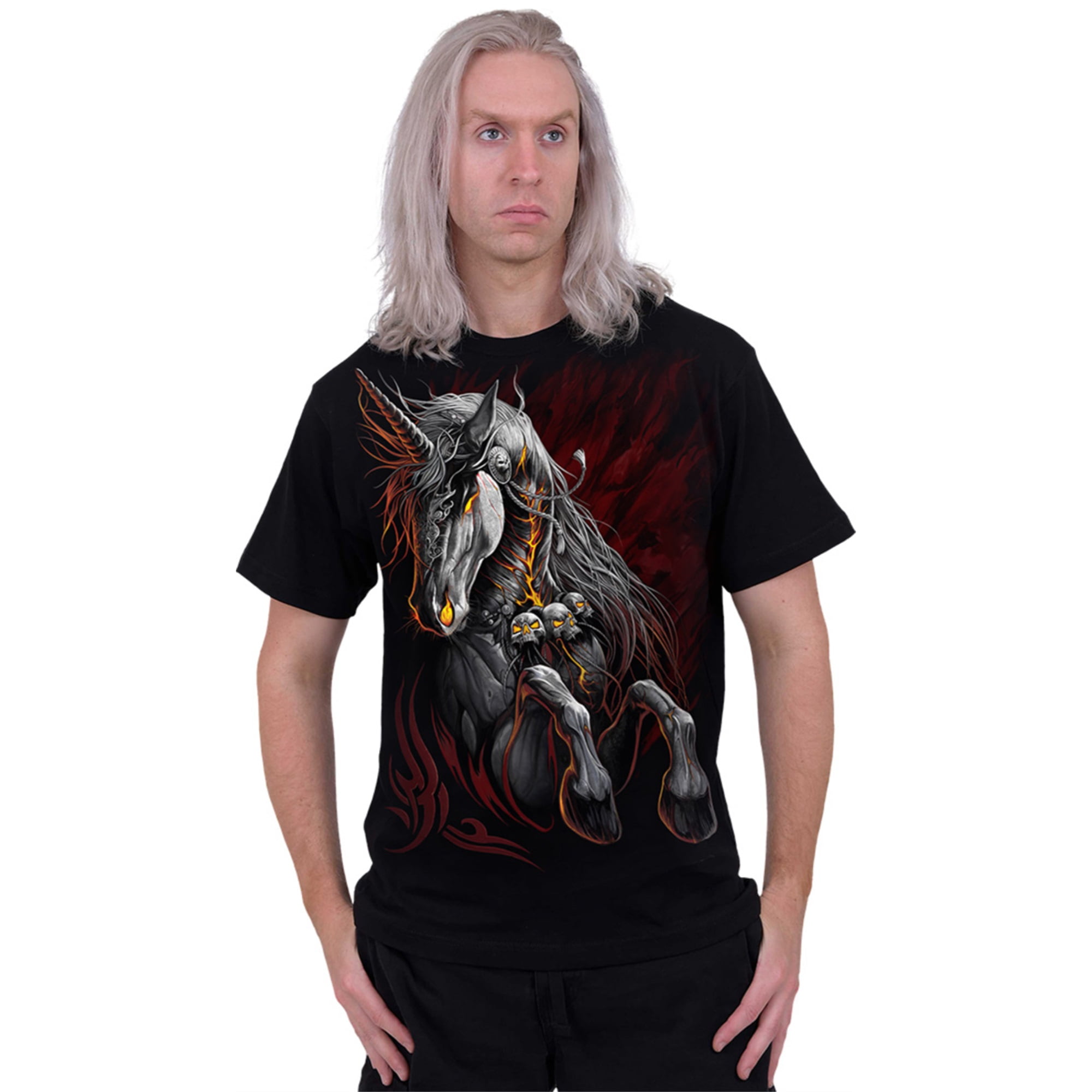 T-Shirt Spiral Infernal Unicorn Noir