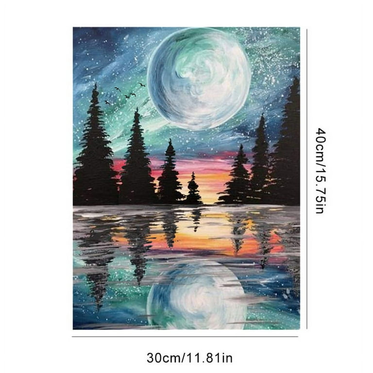 LFMU 5D DIY Adult Diamond Painting Kit, Round All 12x16 inches, moon