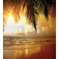 thumbnail image 3 of Ocean Duvet Cover Set, Sunset on the Beach of Caribbean Sea Waves Coast with Palm Tree, Decorative 3 Piece Bedding Set with 2 Pillow Shams, King Size, Dark Orange Pale Blue, by Ambesonne, 3 of 3
