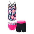 thumbnail image 1 of YONGHS Kids Girls 3-Piece Tankini Sets Swimsuit Top with Briefs Shorts Set Swimwear Bathing Suit, 1 of 6
