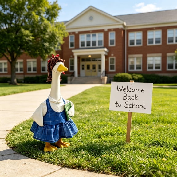 AuroraX Porch Goose Clothes Set 23" 17 19 inch Goose Outfit for Plastic Goose Set Back to School Summer Pattern Outdoor Lawn Garden Decor Porch Goose Accessories Blue
