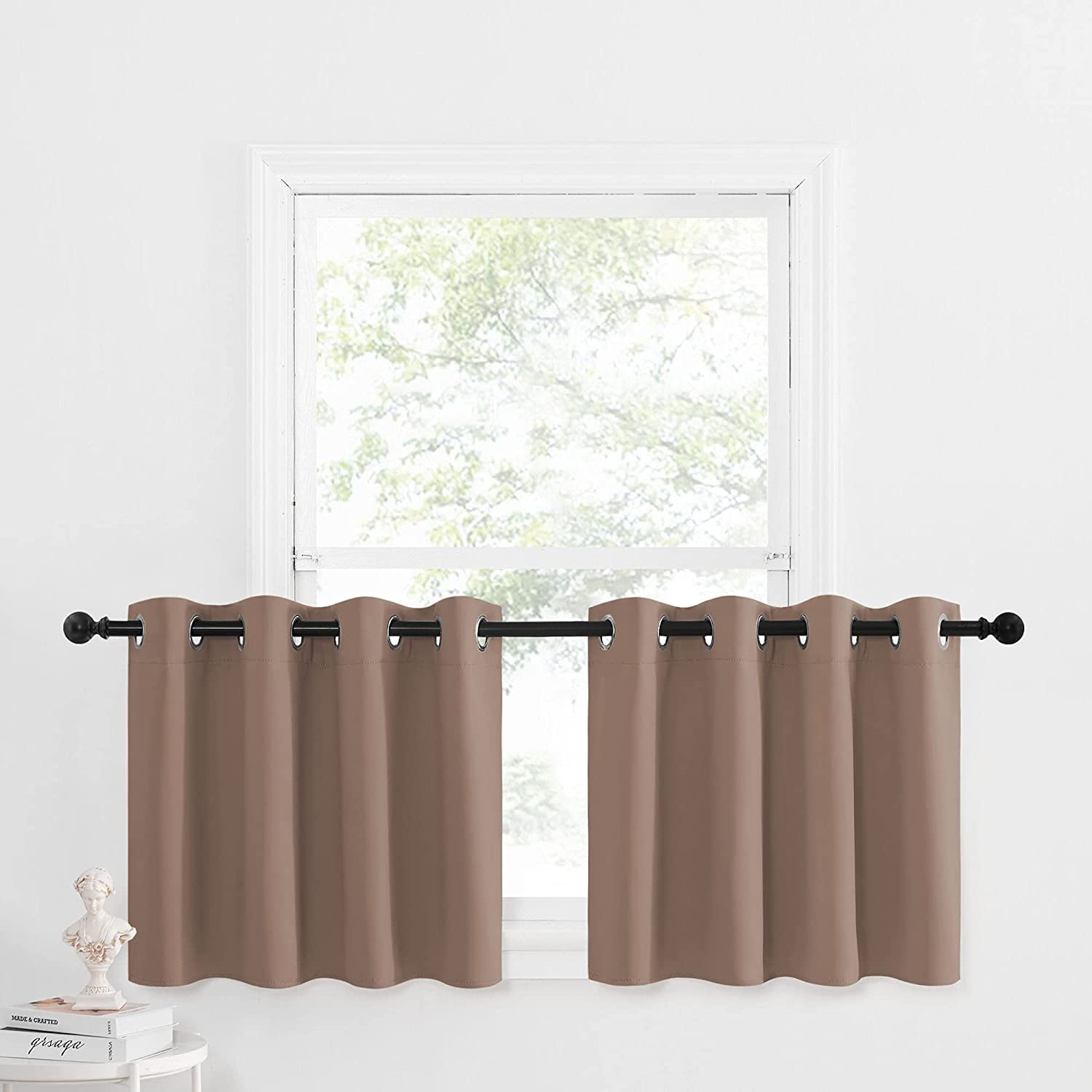 Black Room Divider Tension Curtain Rod for Windows 66 to 120, Doorway