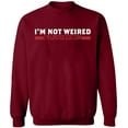 thumbnail image 2 of OXI Crewneck Sweatshirt - I'm Not Weired, Basic Casual Sweatshirts for Men's and Women Fleece Sweatshirt Long Sleeve - Cardinal Red Large, 2 of 2