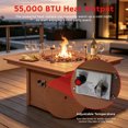 thumbnail image 3 of CostaElm 42'' Outdoor Fire Pit Table, 55,000 BTU Heat Output Gas Propane Fire Pit Table with Glass Wind Guards & Removable Cover Lid, Teak, 3 of 7