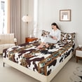 thumbnail image 4 of jejeloiu Brown Cow Print Twin Sheet Sets,Western Rustic Farmhouse Bedding For Cowboy 3-Piece, 4 of 7