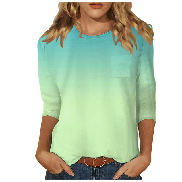 TSADFHJI Tuniques pour Femmes Grande Taille Hauts pour Femmes Chemises Mi-Longues Manches Trois Quarts Chemises Graphiques T-Shirts T-Shirts Décontractés Hauts Tunique à Col Rond