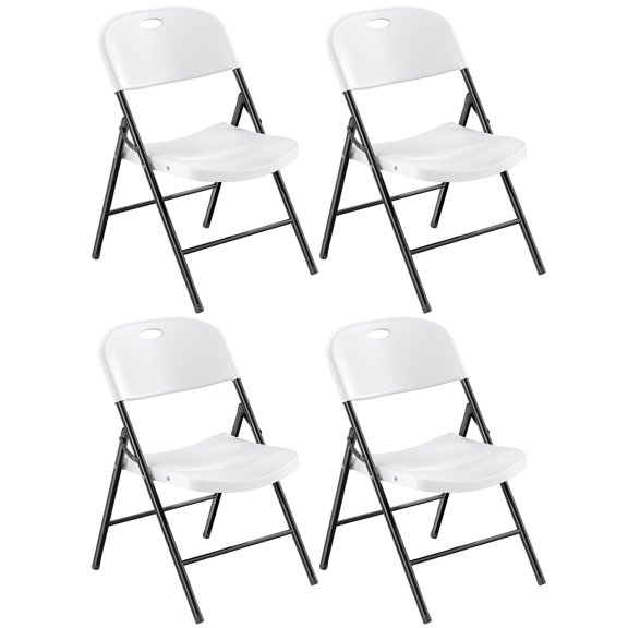 Fenbeli Folding Plastic Chair, 4-Pack, White