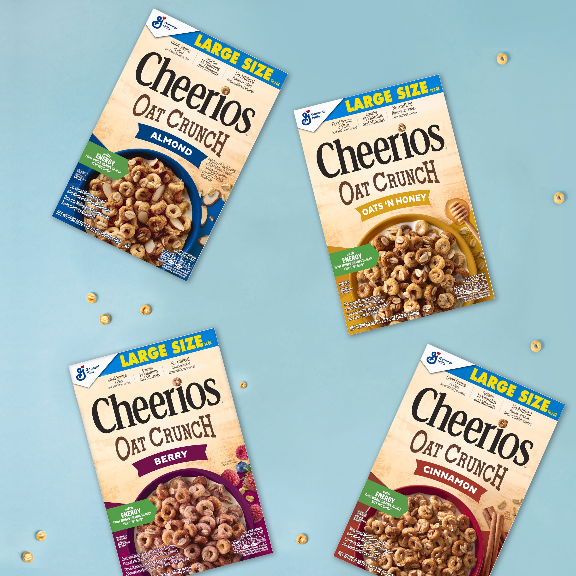 Cheerios Oat Crunch Berry Oat Breakfast Cereal, Family Size, 24 oz