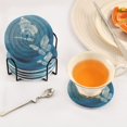 thumbnail image 3 of 6 Pcs Drink Coasters with Holder 3.94in Woven Coasters for Drinks Abstract Blue and White Butterfly Coaster Set for Protection Table, 3 of 7