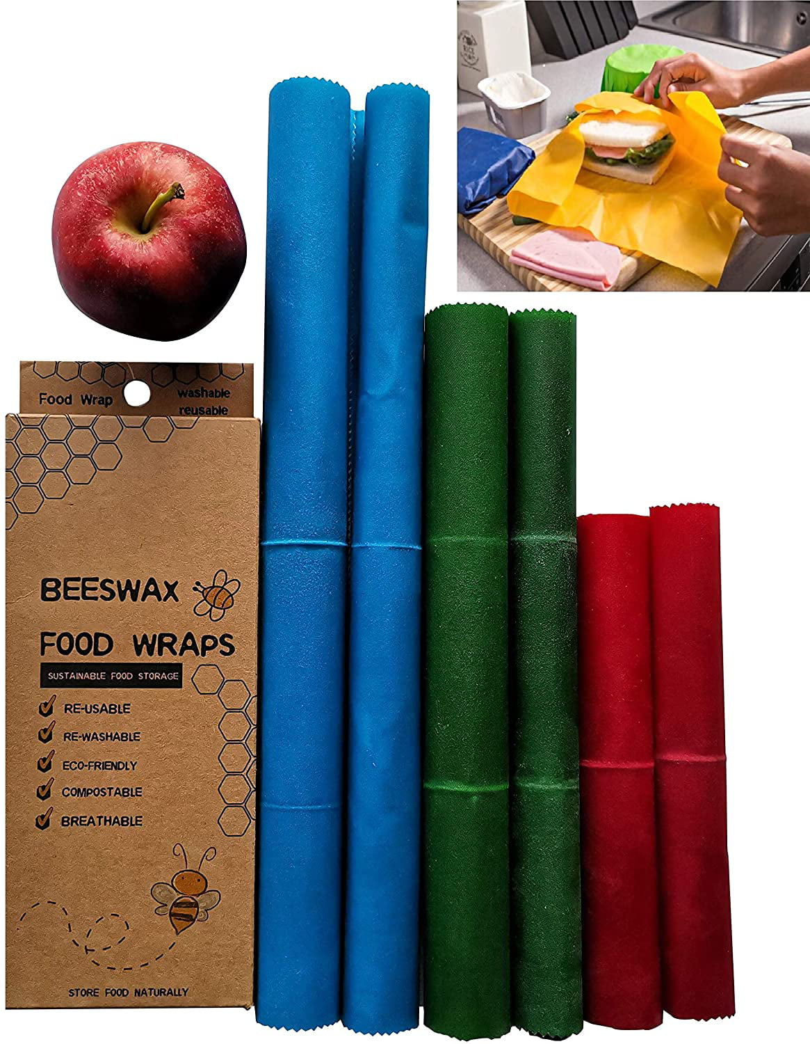 Beeswax food wrap cotton bags eco friendly reusable and rewashable Feroto 