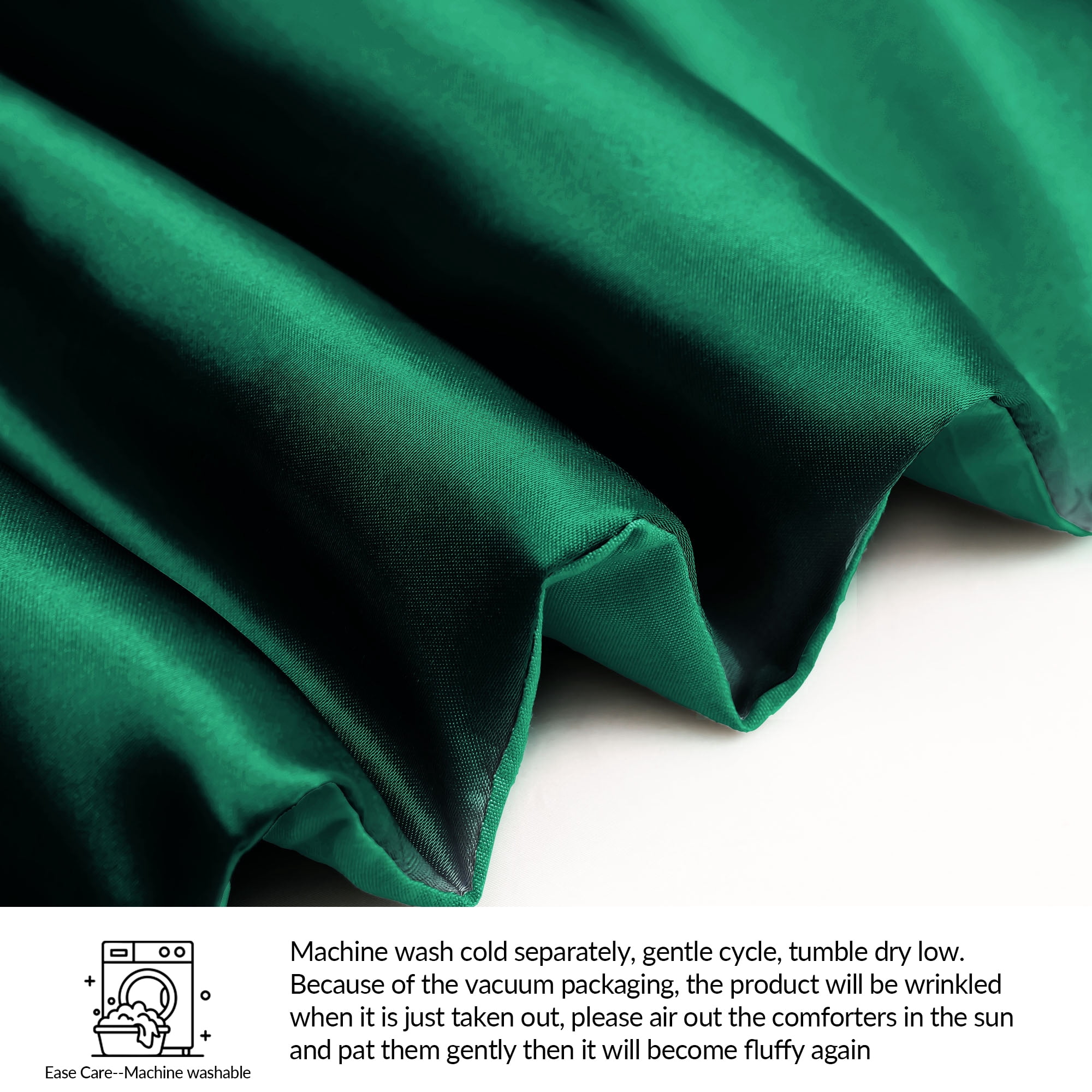 Whale Flotilla 3-Piece Reversible Silky Satin King Size Comforter Bedding Set, Lightweight Luxury Comforters with 2 Pillowcases All-Season, Deep Green