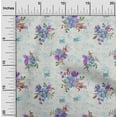 thumbnail image 1 of oneOone Polyester Lycra Fabric Watercolor Leaves & Flower Floral Print Fabric By The Yard 56 Inch Wide, 1 of 4