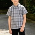 thumbnail image 5 of Cethrio Boys' Button Down Shirts Size 8, School Uniform Summer Collared Boys Short Sleeve Shirts Plaid Shirts Gray, 5 of 6