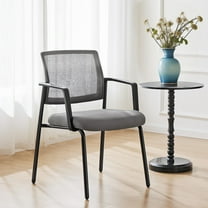 EDX Stacking Metal Mesh Back Chairs with Arm, Sturdy Upholstered Chairs, Grey, 1 Pack