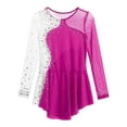 thumbnail image 5 of Riismen Kids Girls Figure Skating Dress Long Sleeves Ballet Dance Skirted Leotards Gymnastics Outfits Rose 16, 5 of 7