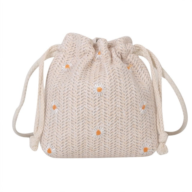 Nvzi Bolso de hombro tejido, bolso de mano tejido y bolso de cosméticos, bolso de mano tejido elegante para playa de verano, 5,9 x 1,77 x 6,69 pulgadas, blanco B