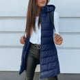 thumbnail image 5 of Long Puffer Vest Women 2025 Hooded Quilted Vests Winter Warm Sleeveless Lightweight Outerwear Jacket With Pockets Dark Blue M, 5 of 8