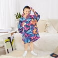 thumbnail image 6 of Dailycode Wearable Blanket Hoodie Oversized Sherpa Flannel Blankets with Pocket for 3-14 Year Old Vibrant Butterflies, 6 of 7