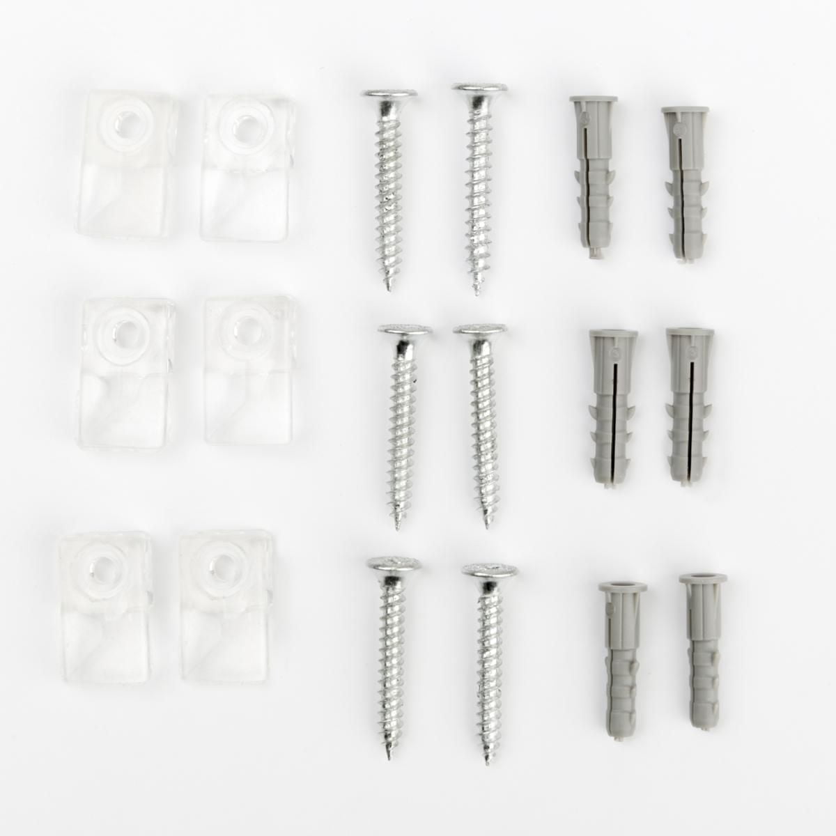 Hometrends Wall and Door Mirror Mounting Clear Plastic Clips and Screws, 6 Sets, MOUNTING CLIPS FOR MIRROR