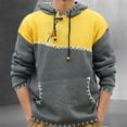 thumbnail image 2 of UVEASISHA Knit Sweater Hoodies for Men Vintage Colorblock Patches Pullover Sweaters Zip Up Drawstring Hooded Jumper Tops 2025 Fall Fashion Knitted Sweatshirt Yellow S, 2 of 8