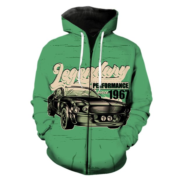 Sudadera con capucha y cremallera para hombre y adolescente, unisex, con estampado 3D de coches clásicos de dibujos animados, estilo Harajuku, hip hop, de manga larga, de gran tamaño, divertida