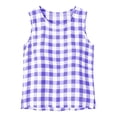 thumbnail image 6 of Tsesme Plaid Tank Tops for Women Crew Neck Sleeveless Shirts Loose Side Split Lightweight Vacation Summer Casual Tanks M, 6 of 9