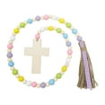 thumbnail image 3 of Guirnalda de cuentas de madera, decoraciones de Pascua, adornos de cruz de Jesús con borlas para 96cm, 3 of 9