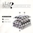 thumbnail image 3 of Elegant Comfort 3-Piece Buffalo Lodge-Plaid Comforter Set, Luxurious, Heavyweight, All Season, Micromink Sherpa-Backing Reversible Micro-Suede, Soft and Plush, Twin XL, Gray/White, 3 of 5