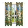 thumbnail image 7 of Yayeee Window Curtains Light Filtering 63"x52" Grommet Panel Pair Home Living Room Decor, Orange Floral Garden, 7 of 7