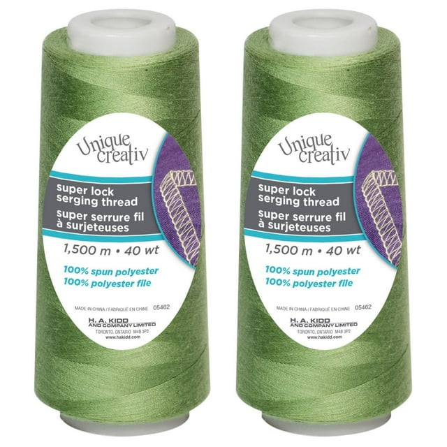 UNIQUE CREATIV TRULOCK Serging Thread — 100% Polyester, 40 wt, 1500 m Cone for Overlock Machines