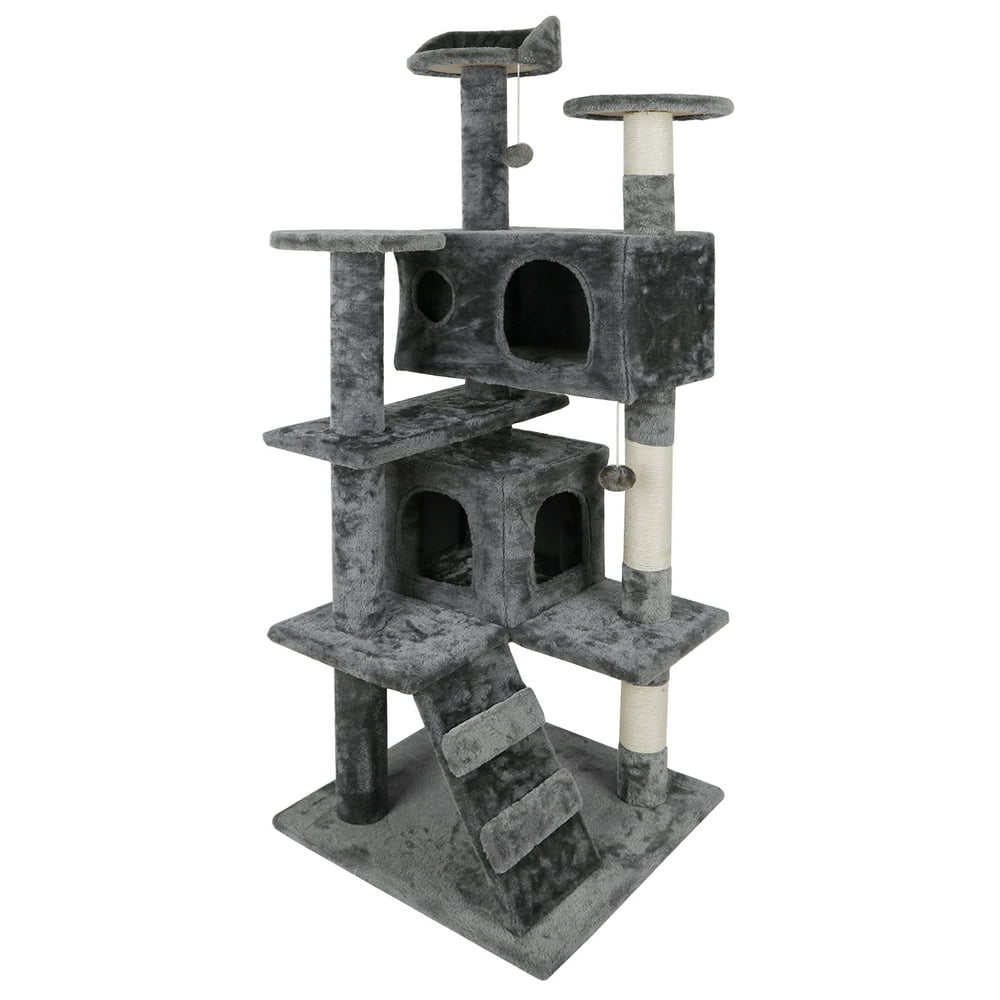 ZENSTYLE 53" Cat Tree Scratching Post Condo Tower Pet Kitty Playhouse Activity W/ Cave & Ladders